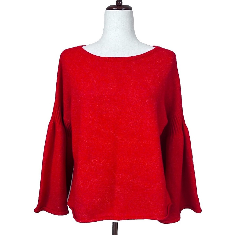 Lou & Grey Sweater Womens Size Medium Red Bell Sleeve Boxy